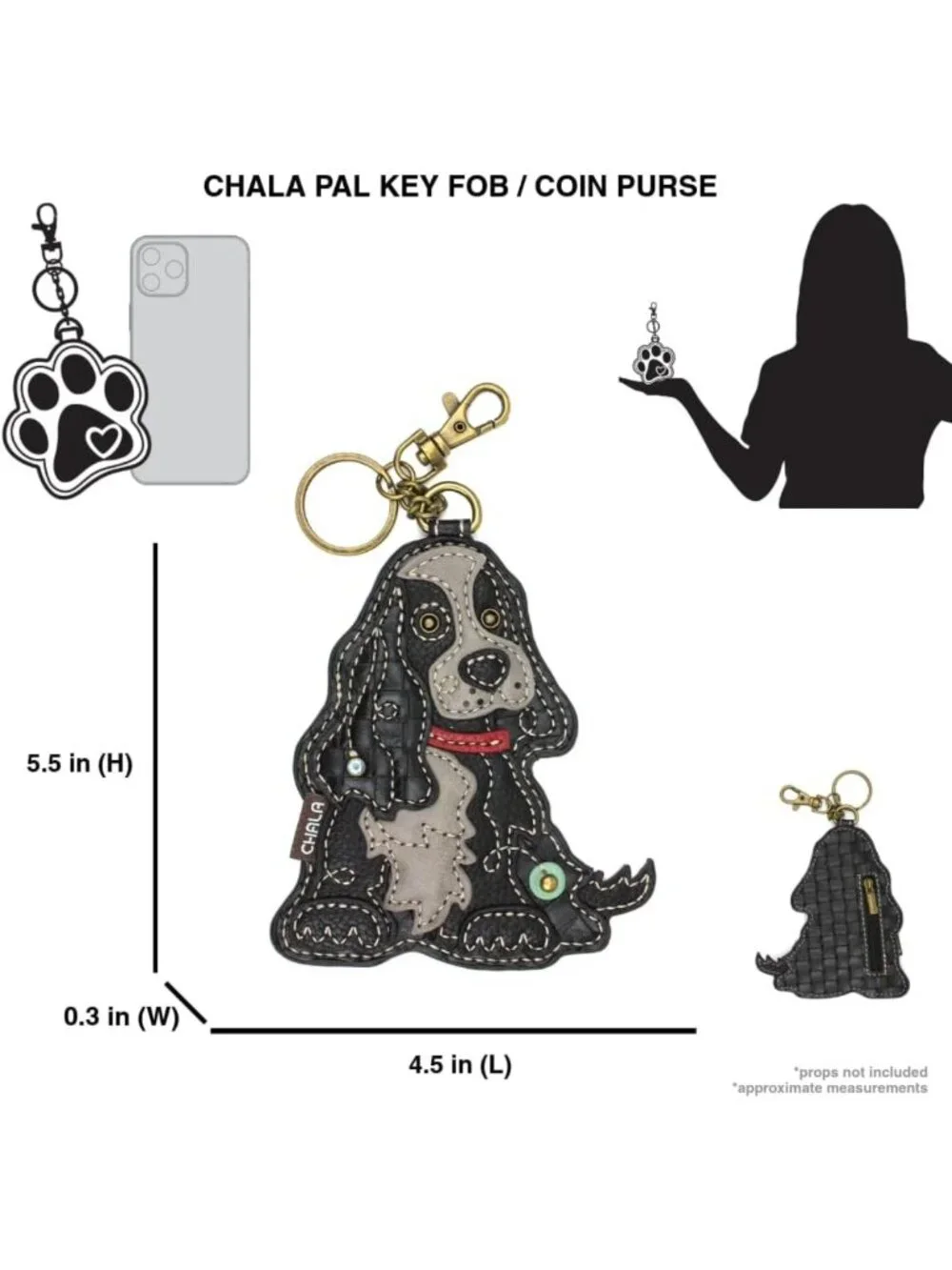 Stylish Women's Dog-Themed Key Fob & Coin Purse Accessory - Cocker Spaniel